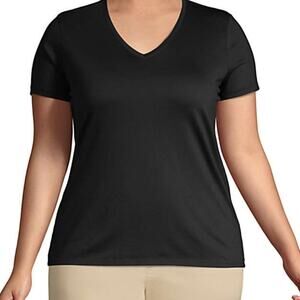 Norma Kamali Black Organic Cotton V-Neck T Shirt Size 2X